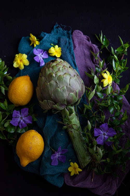 Fresh Vegetable and Fruits on Black Background