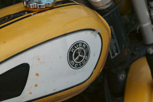 Free Detailed view of a Kuba motorbike's gas tank highlighting its logo and vintage design. Stock Photo
