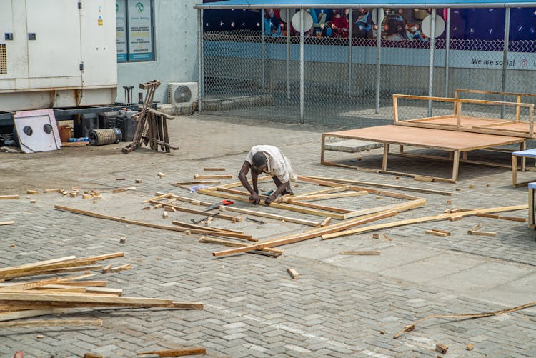 Carpenter Working On Construction