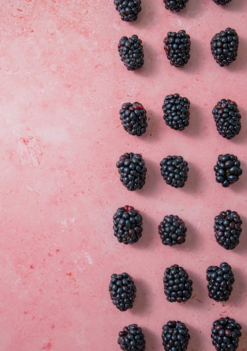 Foto d'estoc gratuïta de Blackberries, fons rosa, fotografia d'aliments