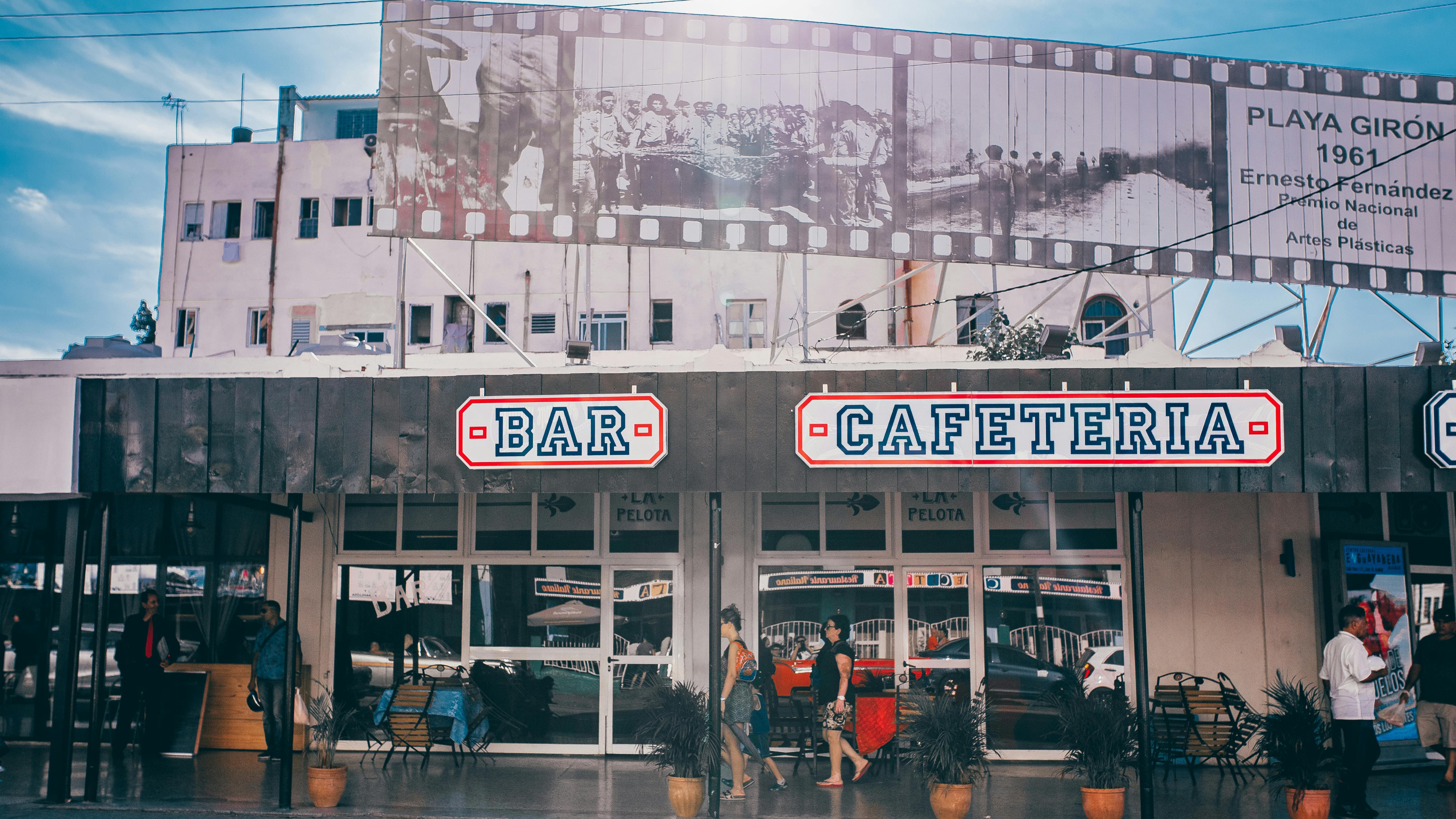 bar cafeteria under blue clouds