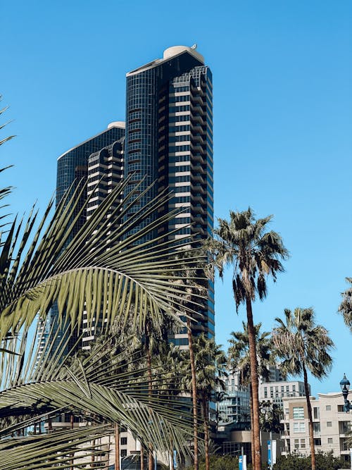 Low Angle Shot of the Harbor Club Apartments in San Diego, California