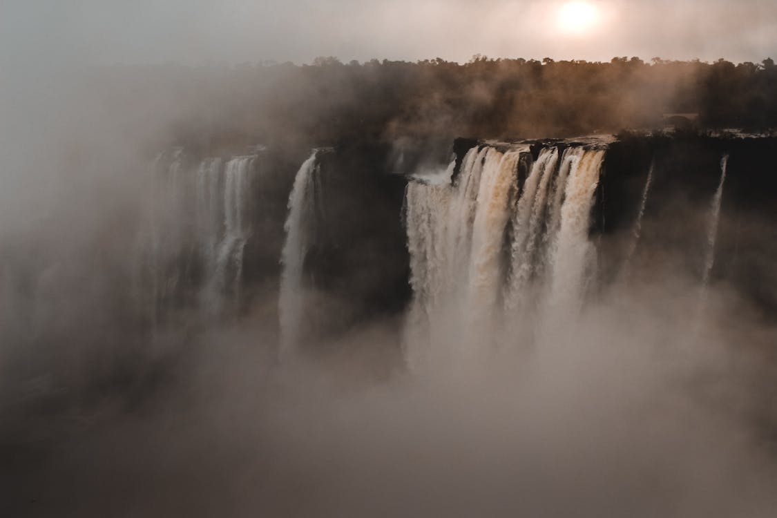 Victoria Waterfalls Cascading Near Forest