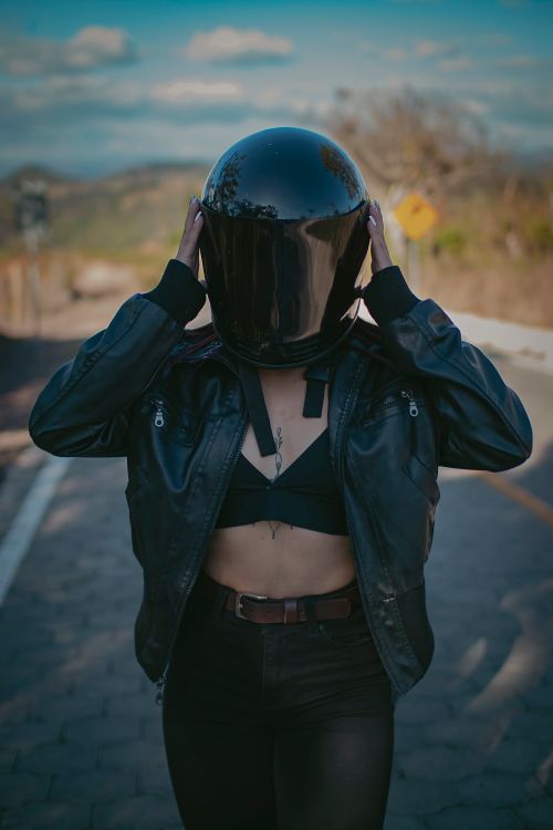 girl with motorcycle helmet on Women Cat Ear Helmet FMVSS 218 DOT Approved Full Face Motorbike Helmet Four Season Flip-Up Helmets Sun Visor for Street Bike Racing Motocross 2, XXL=(63~64CM) : Automotive A Woman in a Leather