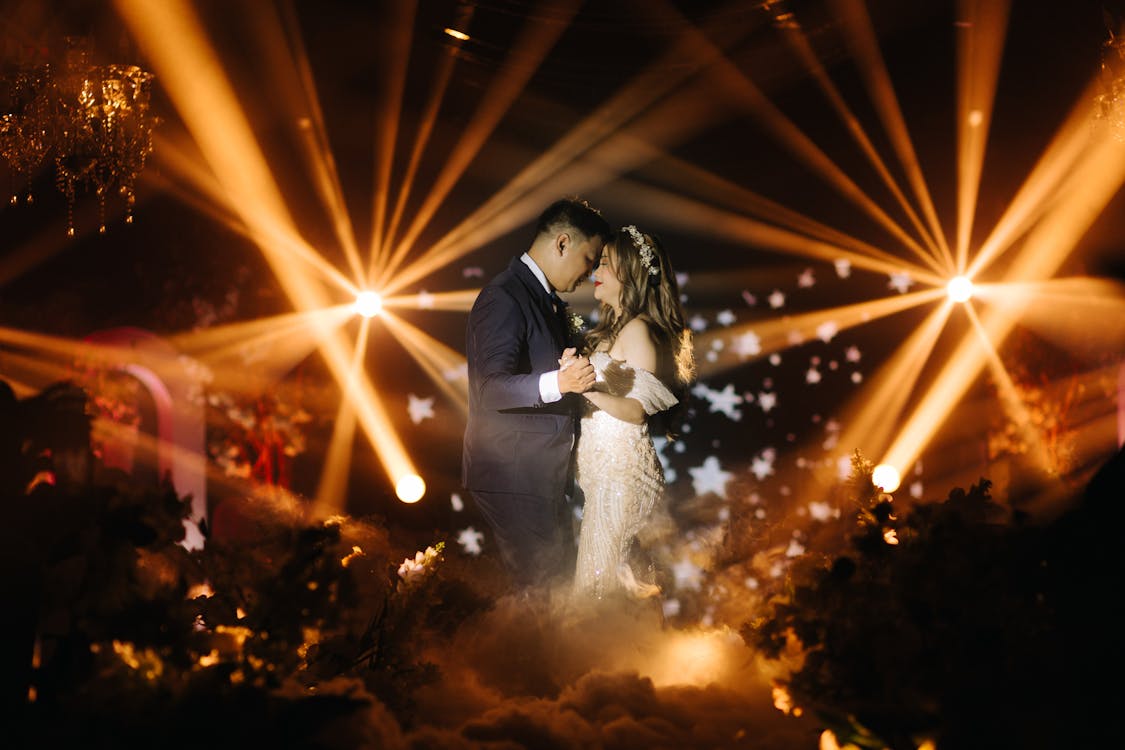 Lights over Dancing Newlyweds 