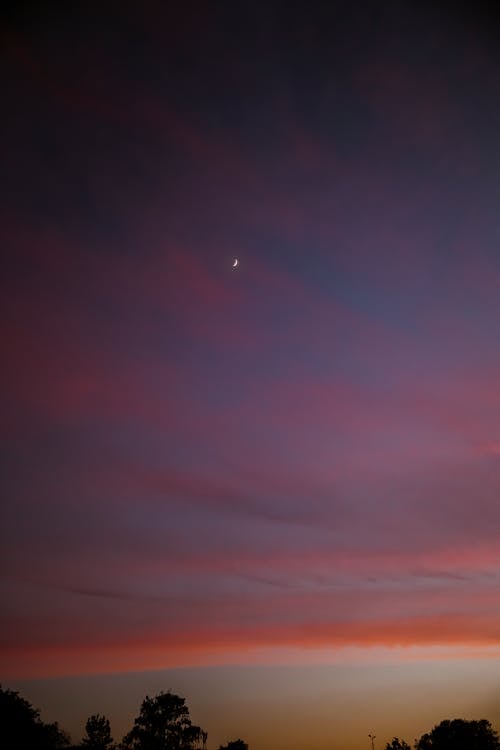 Crescent Moon against a Sunset Sky 