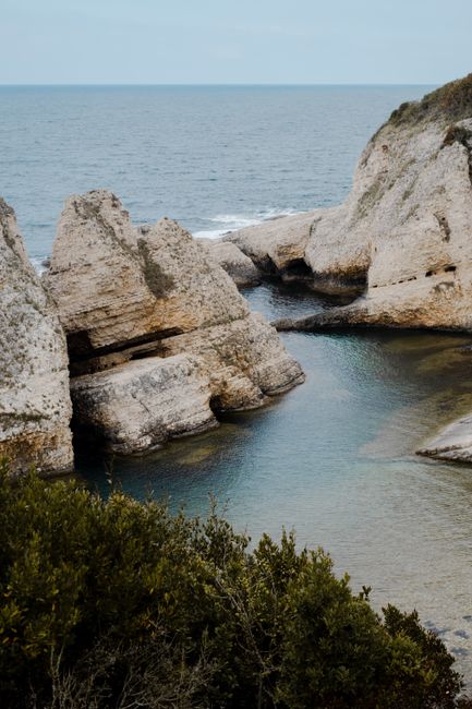 Eroded cliffs and calm waters create a stunning seascape in Şile, İstanbul.