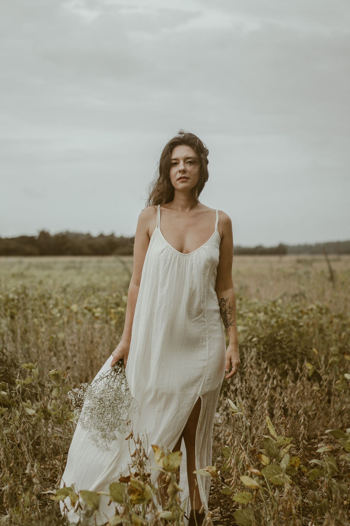 Woman Posing in Wedding Dress on Meadow · Free Stock Photo