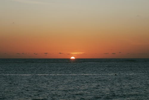 日没, 晴天, 海の無料の写真素材