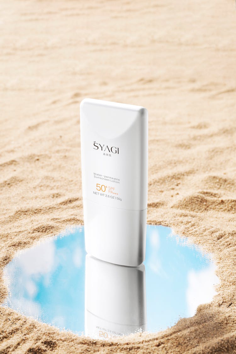 A Commercial Shot Of SPF 50 Sunscreen 