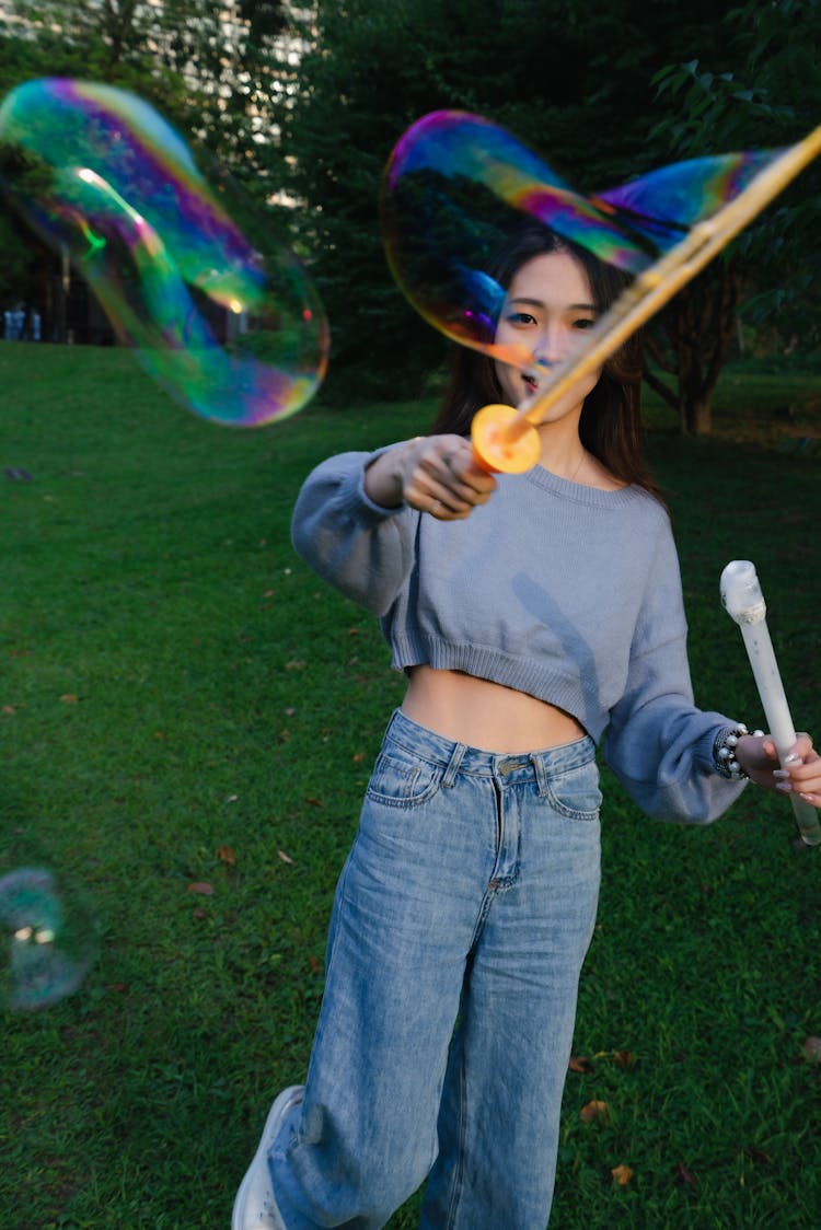 Woman Blowing Bubbles