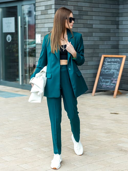 Woman in Green Suit