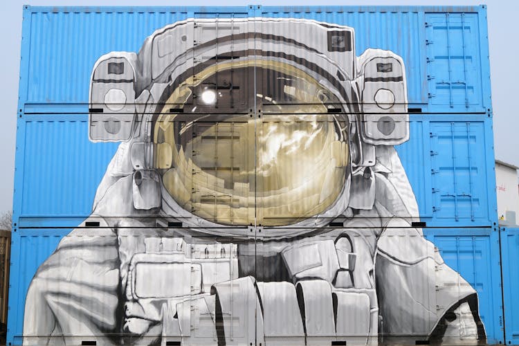 Astronaut Graffiti On Semi-Trailers