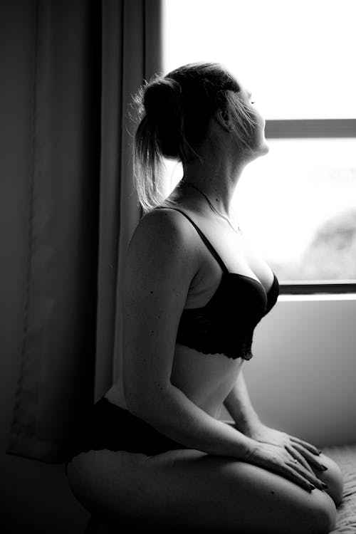 Portrait Of Sexy Woman In Black Underwear On White Isolated Stock Photo,  Picture and Royalty Free Image. Image 43731446.