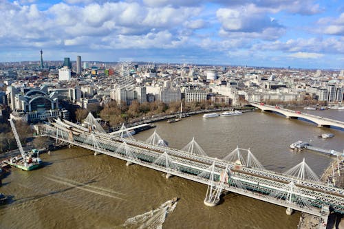 Hungerford Bridge and Golden Jubilee Bridge in London