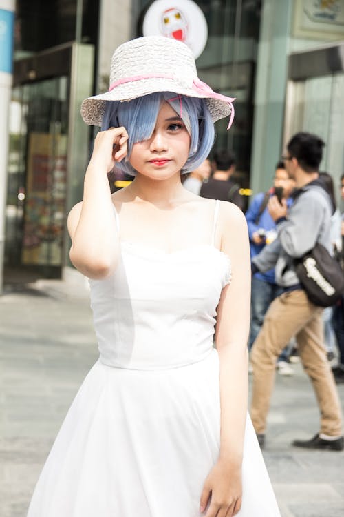 Free Photo of Girl Wearing White Dress Stock Photo