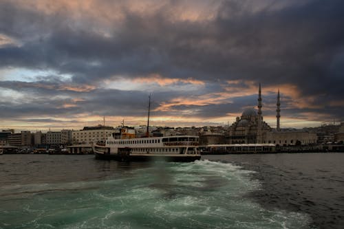 Tourist Boat on Bosporus in Istanbul, Turkey