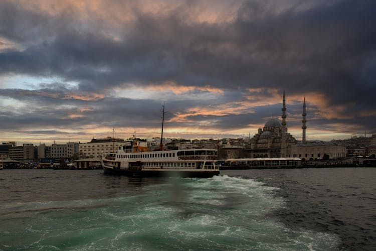 Tourist Boat On Bosporus In Istanbul, Turkey