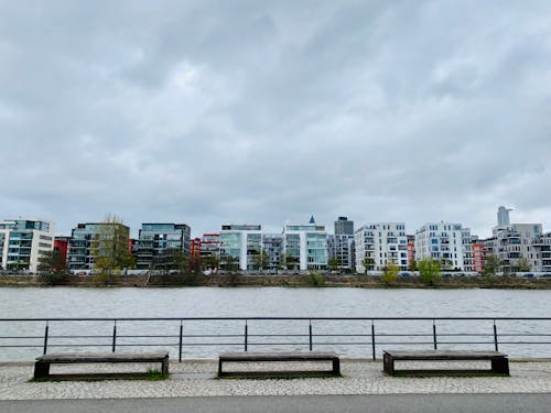 Promenade by River in Frankfurt in Germany