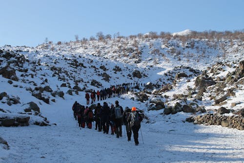 People Hiking in Winter