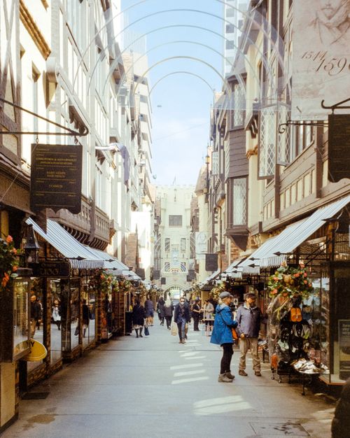 Free Busy shopping alley with architectural charm in Perth, Western Australia. Stock Photo