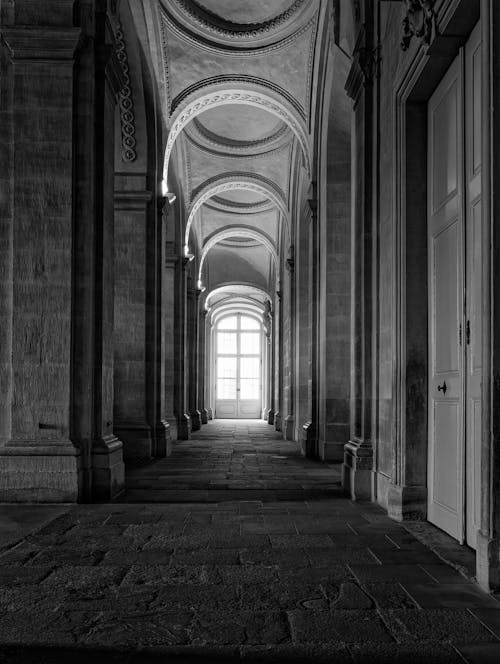 Monumental Church Interior in Black and White