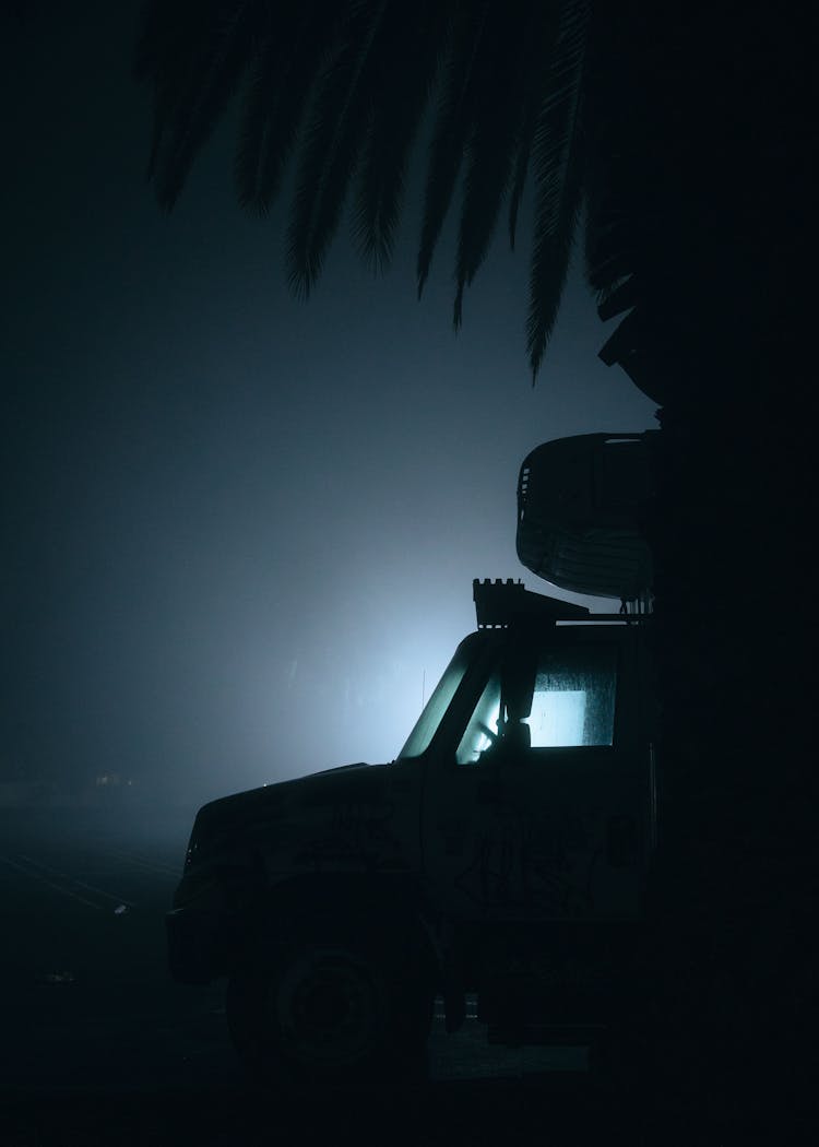 Illuminated Car At Night