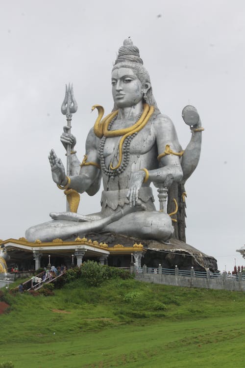 Gray Shiva Statue on Temple