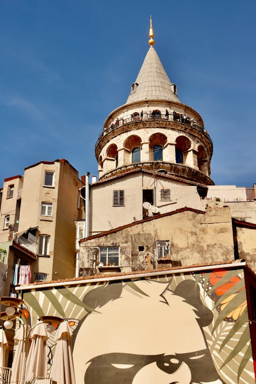 Sunlit Galata Tower in Istanbul