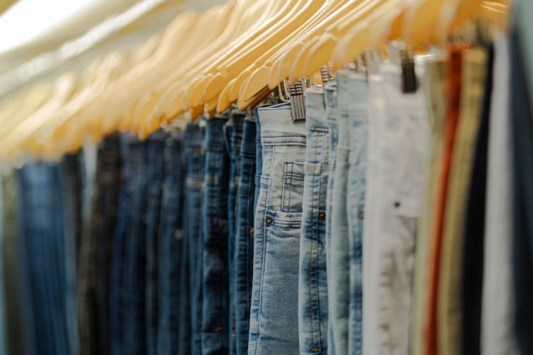 Jeans Hanging On Hangers