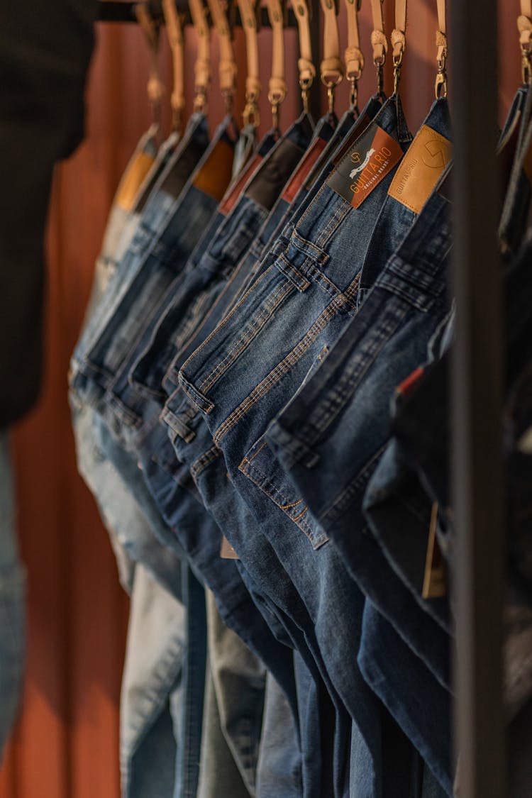 Jeans Hanging On Hangers