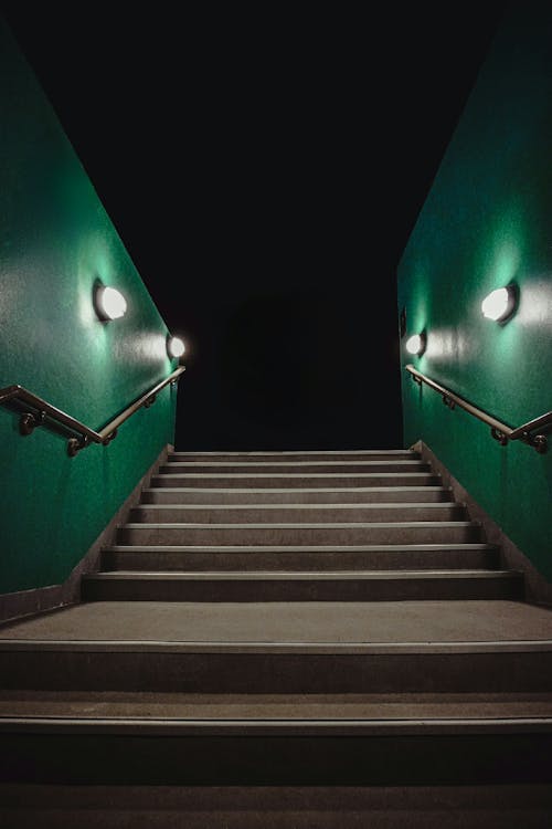 Lights over Stairs at Night