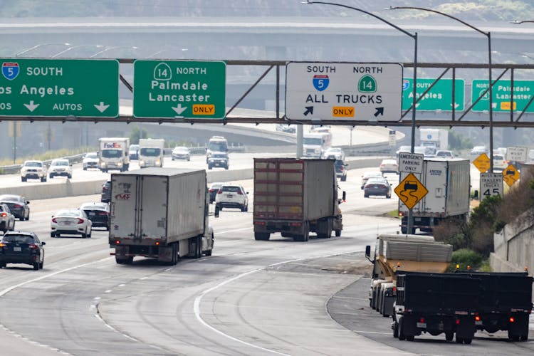 Cars And Trucks On Highway