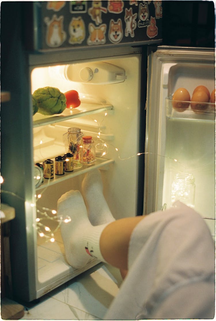 Legs In Socks In Fridge