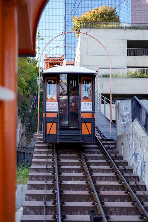 Funicular Car of Angels Flight Railway in Los Angeles