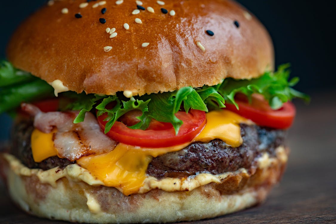 Free Ham Burger With Vegetables Stock Photo