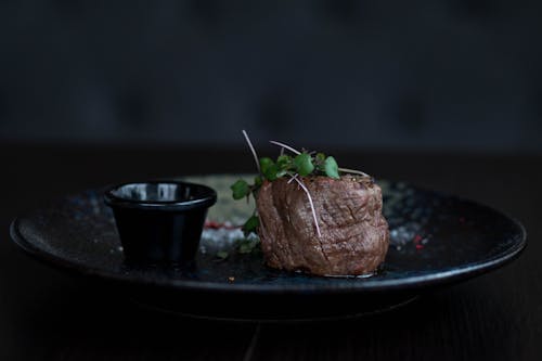 Free Plate of Beef with Herbs Stock Photo