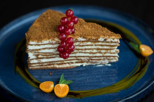 Free Piece of Cake With Berries on top Stock Photo