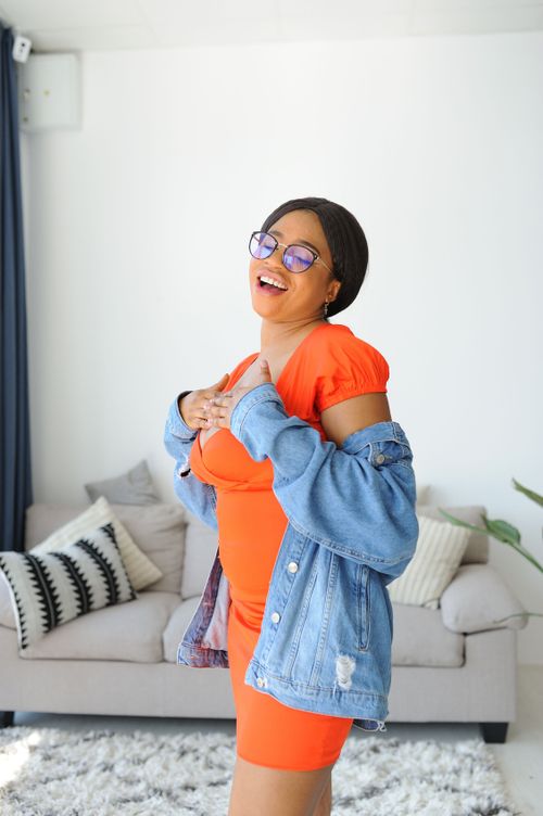 jacket for orange dress Orange Dress with Jean Jacket