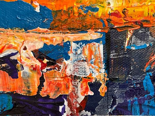 Free Colorful abstract acrylic painting with rich texture on canvas. Stock Photo