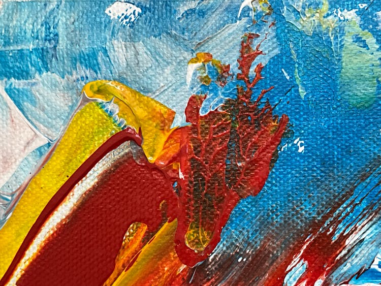 Abstract With Red And Yellow On Blue