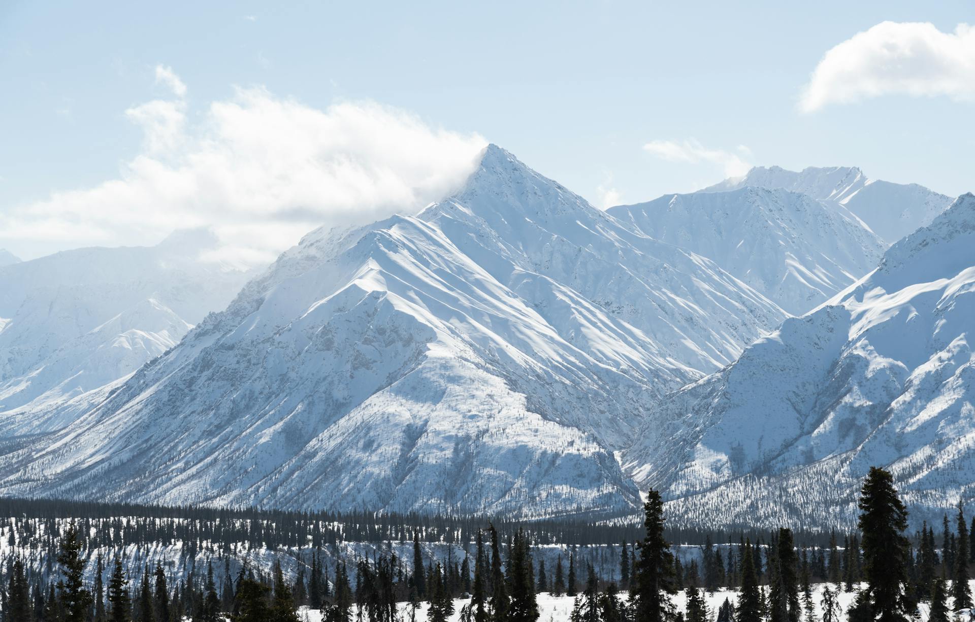 Mountains in Snow in Winter Landscape