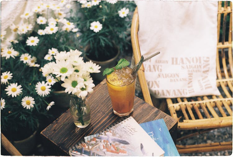 Cold Drink On Table In Summer Garden