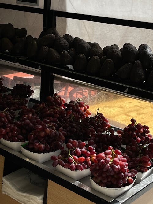 Grapes and Fruit on Shelf