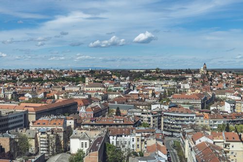 Free Panoramic aerial view of Belgrade cityscape with traditional architecture under clear skies. Stock Photo