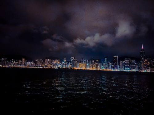 gece şehir, geceleyin, Hong Kong içeren Ücretsiz stok fotoğraf