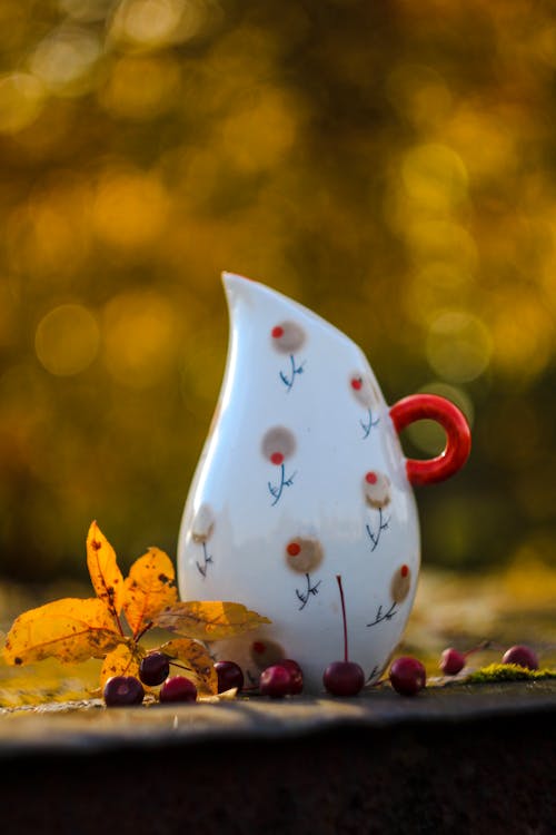 Close-up Photo of Floral Pitcher