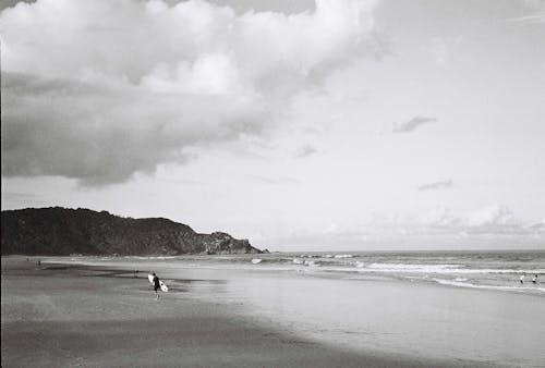 Cloud over Beach in Black and White
