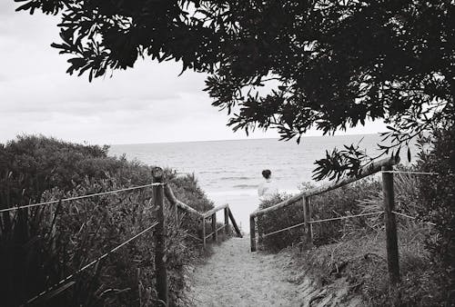 Woman on the Path Leading to the Beach 