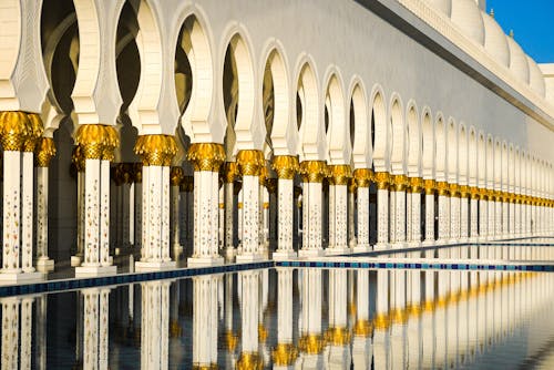 Columns of Sheikh Zayed Grand Mosque in Abu Dhabi